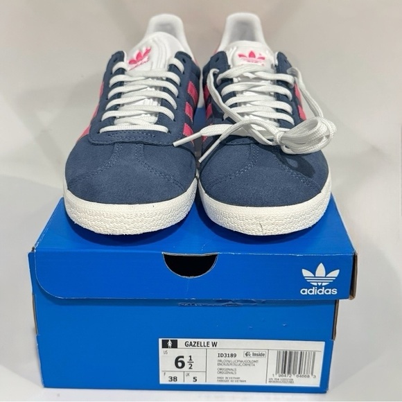 Adidas Gazelle "Ink Lucid Pink" Navy Blue with Pink Suede Sneakers size 6.5 NEW - Picture 14 of 16